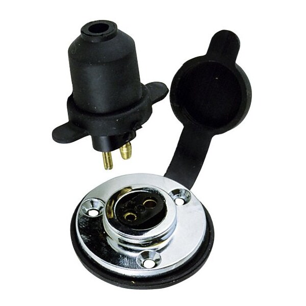 Perko 1189DP0CHR Chrome-Plated Brass Watertight Deck Connector with Cap - 1-5/8" Diameter